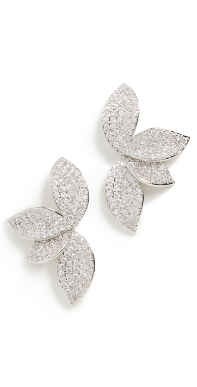 Shop Shashi Pave Flower Studs In Silver