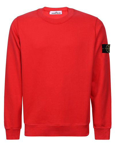 Shop Stone Island Logo Patch Crewneck Sweatshirt In Red