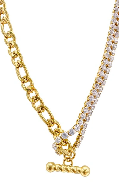 Shop Adornia Water Resistant Half-and-half Figaro Chain Necklace In Yellow