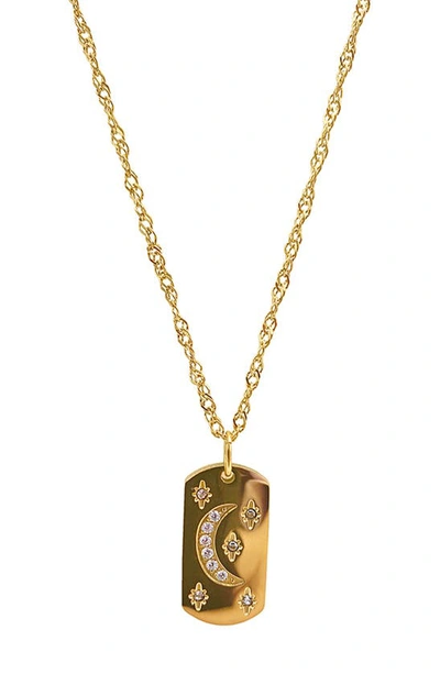 Shop Adornia Water Resistant Celestial Tag Necklace In Yellow