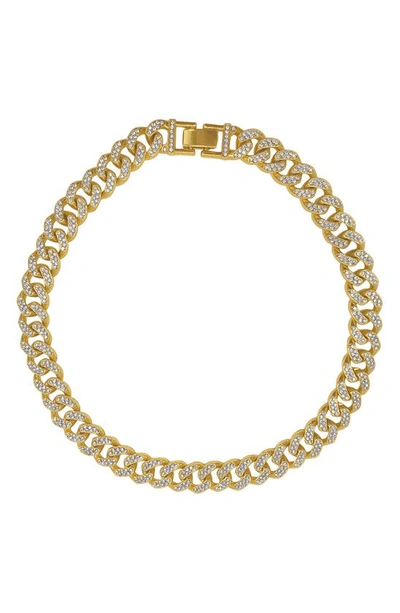 Shop Adornia 14k Gold Plated Pavé Cz Curb Chain Necklace In Yellow