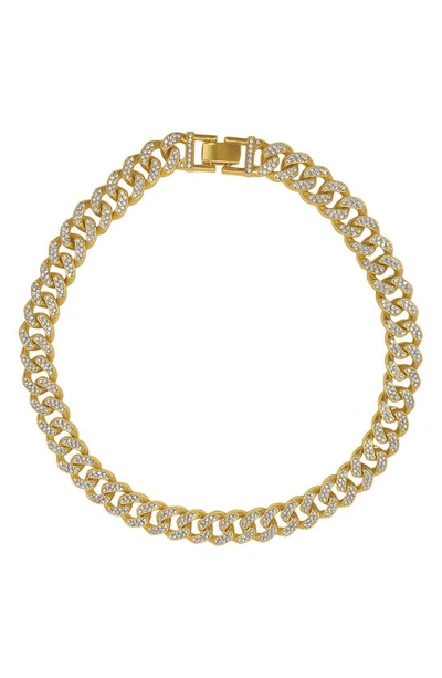 Adornia 14k Plated Cz Flat Curb Chain Necklace In Yellow
