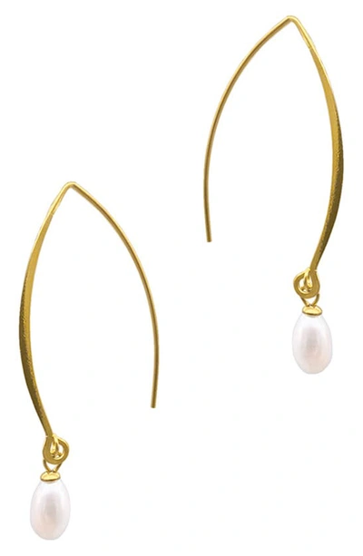 Shop Adornia Water Resistant Imitation Pearl Drop Threader Earrings In White