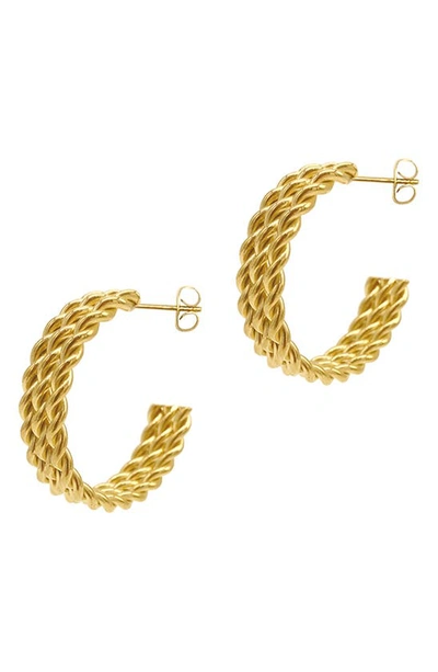 Shop Adornia Water Resistant Flat Cable Hoop Earrings In Yellow