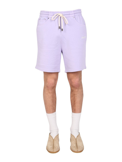 Shop Mouty Logo Embroidered Bermuda Shorts In Purple