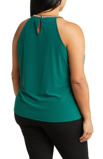 By Design Rhinestone Trim Mock-neck Blouse In Botanical Garden