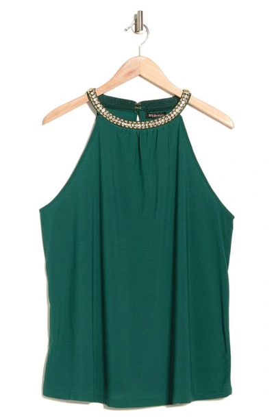 By Design Rhinestone Trim Mock-neck Blouse In Botanical Garden