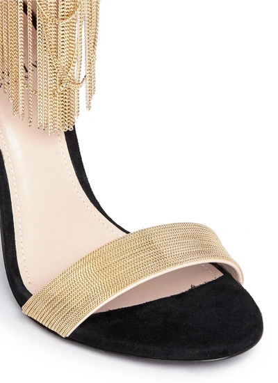 Shop Lanvin Curb Chain Fringe Suede Sandals