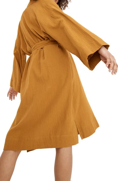 Madewell Double Gauze Cotton Robe In Antique Gold