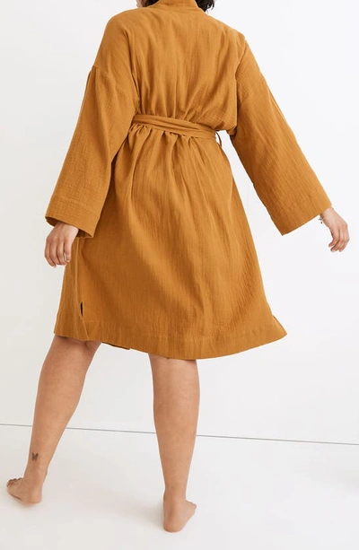 Madewell Double Gauze Cotton Robe In Antique Gold