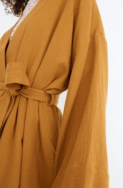 Madewell Double Gauze Cotton Robe In Antique Gold