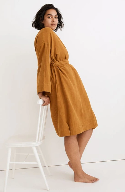 Madewell Double Gauze Cotton Robe In Antique Gold