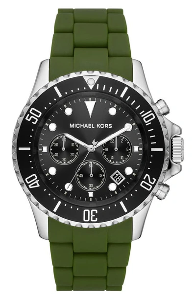 Michael Kors Men's Everest Chronograph Green Silicone And Stainless Steel  Bracelet Watch 45mm | ModeSens