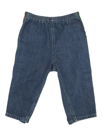 Shop Gucci Kids Elasticated Waist Jeans In Blue