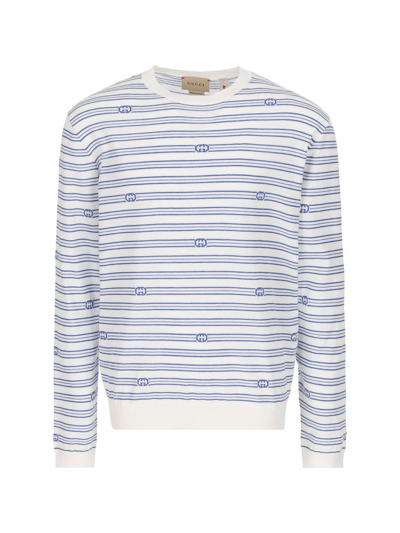 Shop Gucci Kids Striped Long Sleeved Crewneck Sweater In Multi