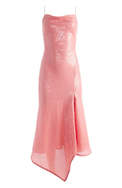 Shop Alice And Olivia Harmony Sequin Asymmetric Hem Cocktail Dress In Rose