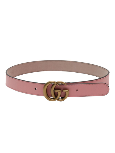 Shop Gucci Kids Logo Plaque Buckle Belt In Pink