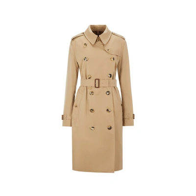 Shop Burberry Trench Kensington Heritage En Coton In Beige