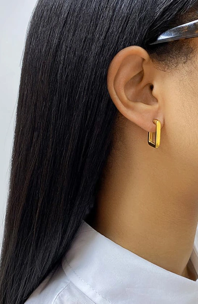 Shop Adornia Water Resistant Rectangle Hoop Earrings In Yellow