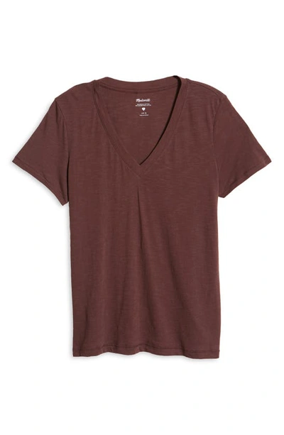 Shop Madewell Whisper Cotton V-neck T-shirt In Chocolate Raisin