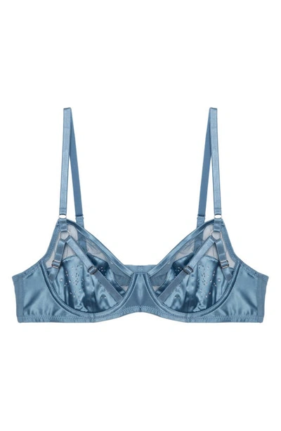 Shop Playful Promises Olympia Storm Diamante Strappy Underwire Bra In Blue