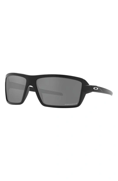 Oakley 63mm Polarized Oversize Rectangular Sunglasses In Matte Black