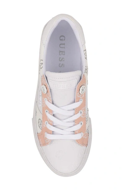 Shop Guess Loven Low Top Sneaker In White Luna/ Shell Pink