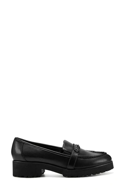 Easy Spirit Women's Wendy Block Heel Casual Slip-on Loafers Women's Shoes In Black Leather