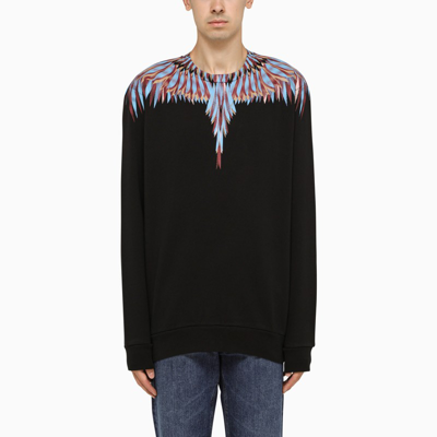 Shop Marcelo Burlon County Of Milan Marcelo Burlon | Black Cotton Wings Oversized Sweatshirt
