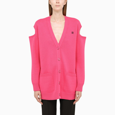 Shop Givenchy Fuchsia Wool And Cashmere Cardigan In Pink