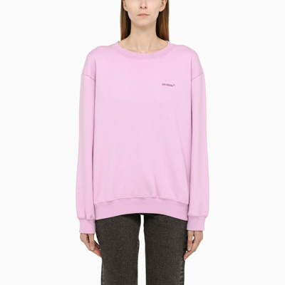 Shop Off-white Pink Cotton Diag Crew Neck Sweatshirt