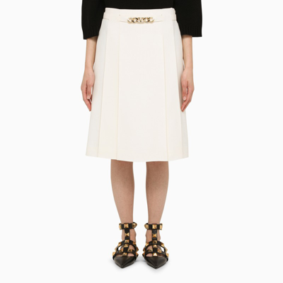 Shop Valentino | Ivory-coloured Pleated Midi Skirt In Print