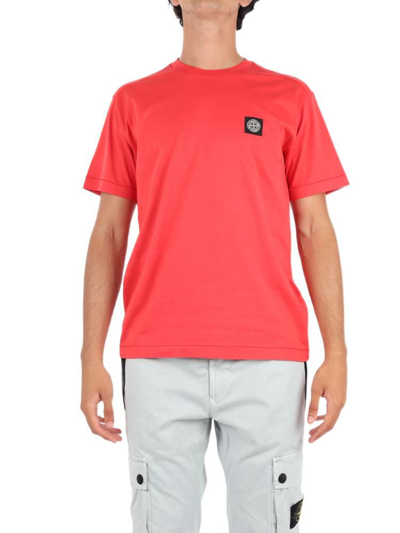 Shop Stone Island Men's Red Other Materials T-shirt