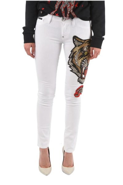 Shop Philipp Plein Women's White Other Materials Jeans