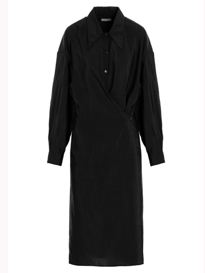 Shop Lemaire Twisted Dress In Black