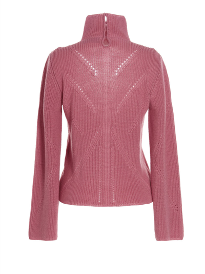 Shop Blumarine Lace Insert Sweater In Fuchsia