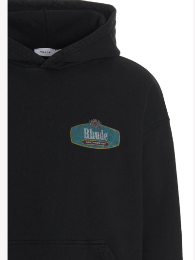 Shop Rhude Racing Crest Hoodie In Black