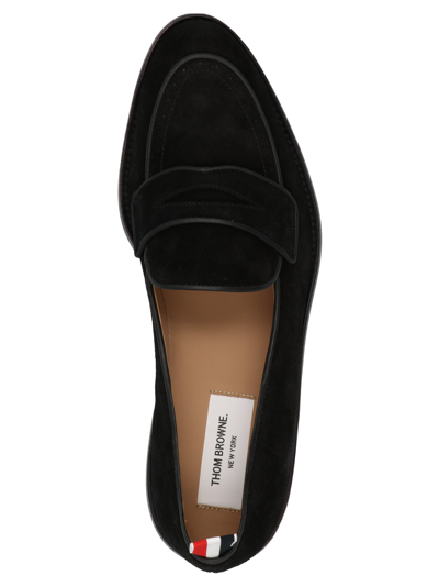 Shop Thom Browne Suede Loafers In Black