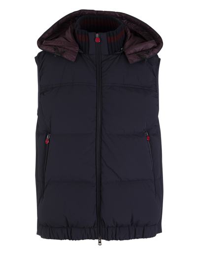 Shop Kiton Man Padded Vest In Navy Blue Quilted Nylon In Blu Navy