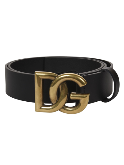 Shop Dolce & Gabbana Logo Buckle Belt In Black