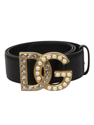 Shop Dolce & Gabbana Embellished Logo Buckle Belt In Multicolor