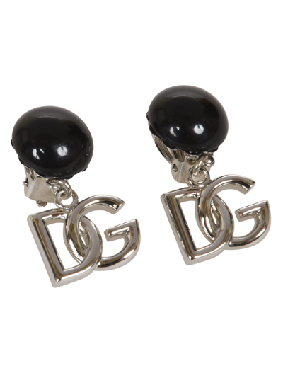 Shop Dolce & Gabbana Dg Logo Earrings In Black