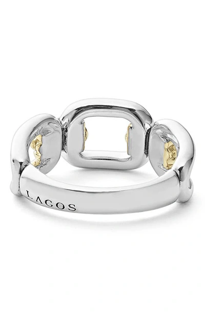 Shop Lagos Signature Caviar Oval Link Ring In Silver Gold