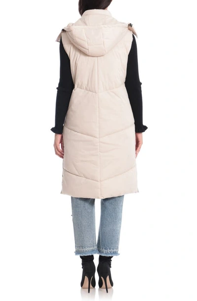 Shop Avec Les Filles Thermalpuff™ Longline Hooded Puffer Vest In Buff