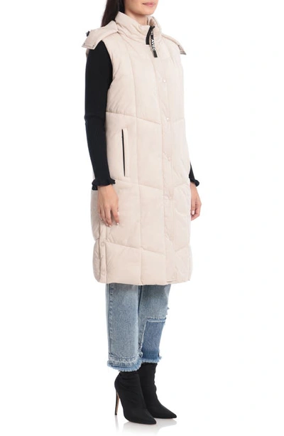 Shop Avec Les Filles Thermalpuff™ Longline Hooded Puffer Vest In Buff