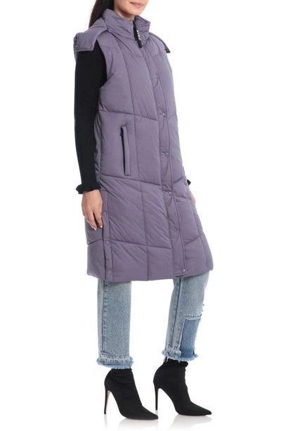 Shop Avec Les Filles Thermalpuff™ Longline Hooded Puffer Vest In Dusk