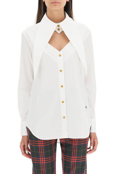 Shop Vivienne Westwood Heart Shirt With Maxi Collar In White