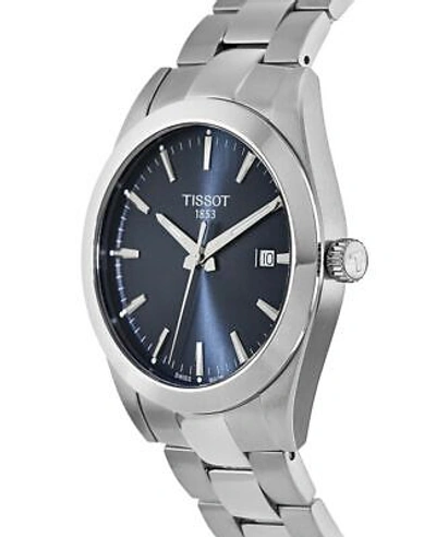 Pre-owned Tissot Gentleman Quartz Blue Dial Stainless Men's Watch T127.410.11.041.00