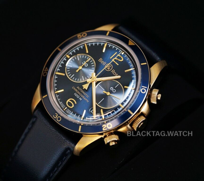 Pre-owned Bell & Ross Br V2-94 Aeronavale Blue Bronze Brv294-blu-br/sca Limited Wristwatch