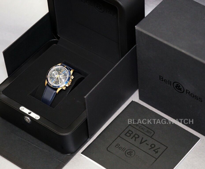 Pre-owned Bell & Ross Br V2-94 Aeronavale Blue Bronze Brv294-blu-br/sca Limited Wristwatch